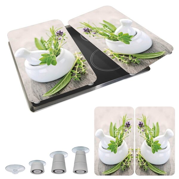 Sada 2 skleněných krytů na sporák Wenko Herbal, 52 x 30 cm