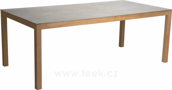 Stern Jídelní stůl, Stern, obdélníkový 160x90x74 cm, rám teak, deska keramický kompozit Dekton lava anthracite