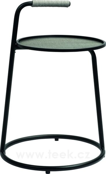 Stern Odkládací stolek Edi, Stern, kulatý 48x71 cm, lakovaný hliník černý (black matt), včetně textilenové podložky barva linen grey