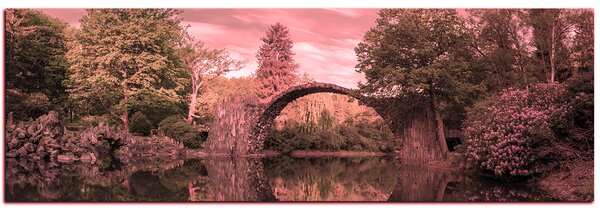 Obraz na plátně - Most v parku v Kromlau - panoráma 5246VA (105x35 cm)