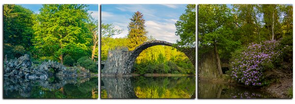 Obraz na plátně - Most v parku v Kromlau - panoráma 5246B (90x30 cm)
