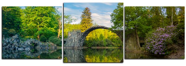 Obraz na plátně - Most v parku v Kromlau - panoráma 5246D (90x30 cm)