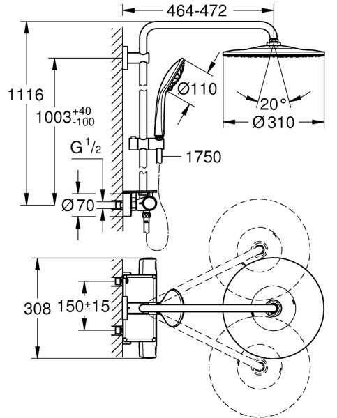 GROHE 26401001 - Sprchový systém VITALIO JOY SYSTEM 310 lesklý chrom
