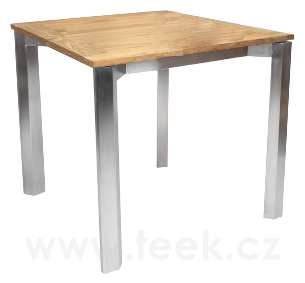 Stern Jídelní stůl Penta, Stern, čtvercový 80x80x73 cm, rám nerezová ocel, deska teak