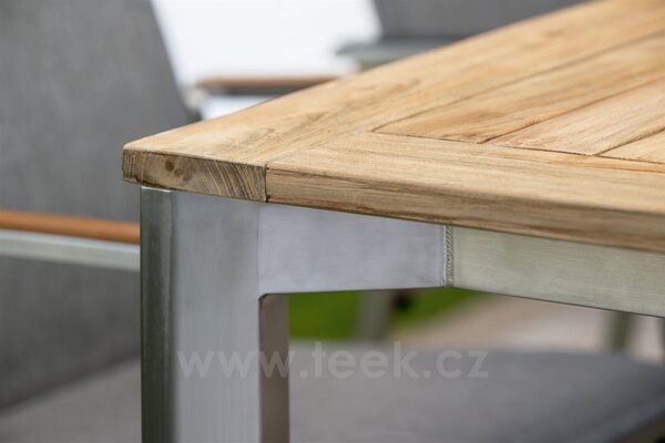 Stern Jídelní stůl Penta, Stern, obdélníkový 130x80x73 cm, rám nerezová ocel, deska teak