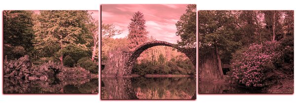 Obraz na plátně - Most v parku v Kromlau - panoráma 5246VD (90x30 cm)