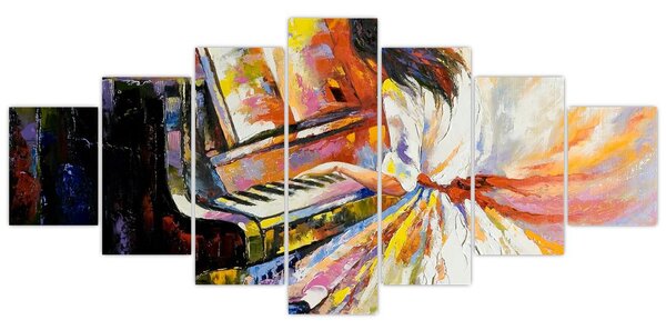 Obraz - Žena hrající na piáno (210x100 cm)