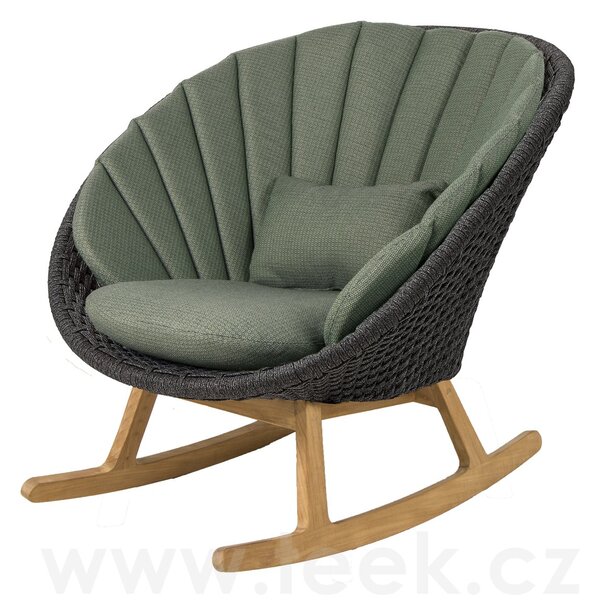Cane-line Houpací nízké křeslo Peacock, Cane-line, 88x88x88 cm, nohy teak, rám hliník, výplet lanko Soft Rope dark grey, bez polstrů