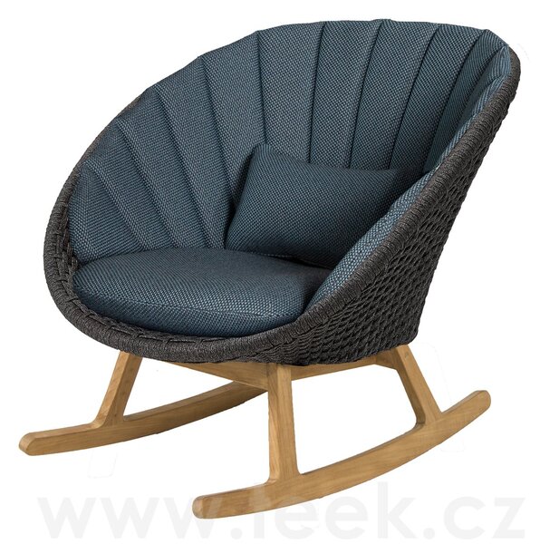 Cane-line Houpací nízké křeslo Peacock, Cane-line, 88x88x88 cm, nohy teak, rám hliník, výplet lanko Soft Rope dark grey, bez polstrů