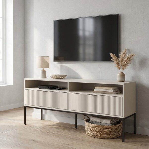 TV stolek Cambre Wave, krémová / bílá