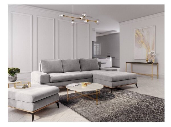 Světle šedá rozkládací rohová pohovka Windsor & Co Sofas Planet, pravý roh