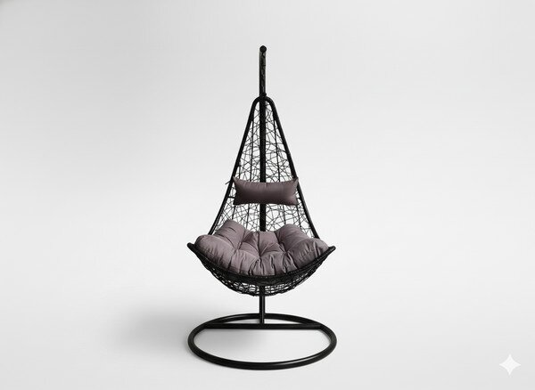 Závěsné křeslo ELEGANT černé / šedé FAT2623