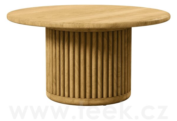 Tribu Odkládací stolek Otto, Tribu, kulatý 60x32 cm, rám teak, deska keramika dekor sabbia