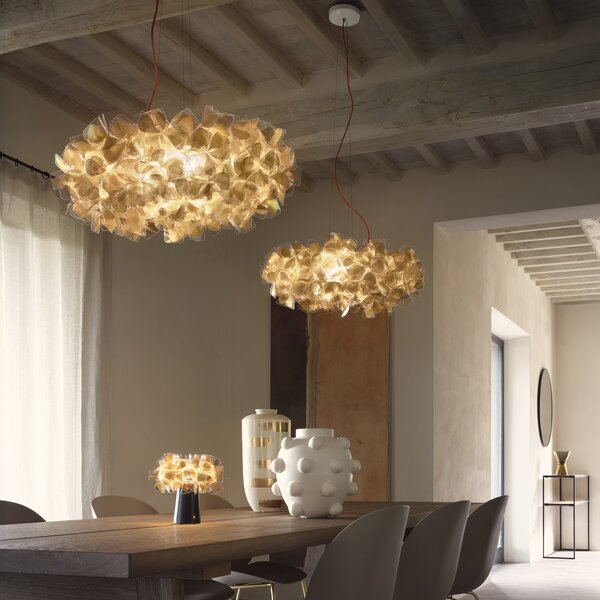 Slamp Clizia Mama Non Mama gold, designové svítidlo s čirým kabelem, 2x12W E27, prům. 53cm