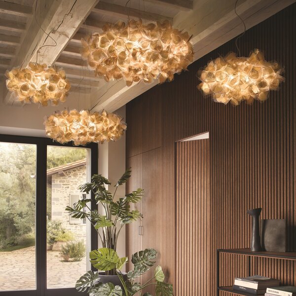 Slamp Clizia Mama Non Mama 130 gold, designové svítidlo s červeným kabelem, 15x12W E27, prům. 130cm