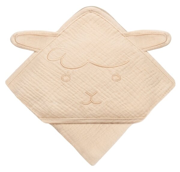 Lionelo - Dětská osuška s kapucí MUSLIN HOODED TOWEL Beige Sand