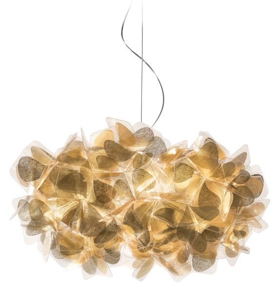 Slamp Clizia Mama Non Mama gold, designové svítidlo s čirým kabelem, 2x12W E27, prům. 53cm