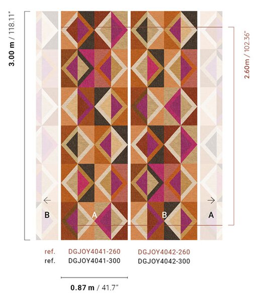 Geometrická vliesová obrazová tapeta na zeď, hnědo-fialová, DGJOY4041-260, Joy, Masureel