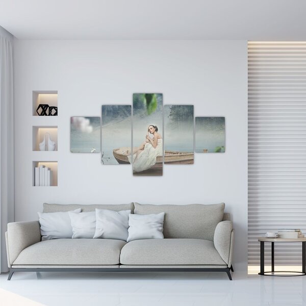 Obraz - Žena na loďce (125x70 cm)
