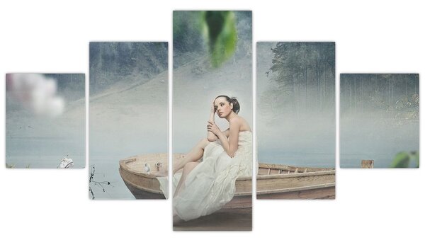 Obraz - Žena na loďce (125x70 cm)