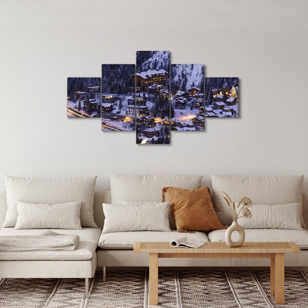 Obraz - horské zimní městečko (125x70 cm)