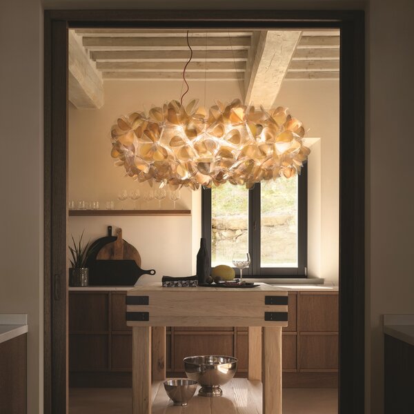 Slamp Clizia Mama Non Mama 130 gold, designové svítidlo s červeným kabelem, 15x12W E27, prům. 130cm