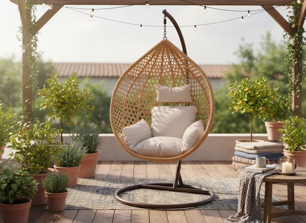 Závěsné křeslo RELAX naturální / béžové / hnědé FAT4804