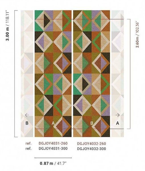 Geometrická vliesová obrazová tapeta na zeď, hnědo-zelená, DGJOY4032-260, Joy, Masureel