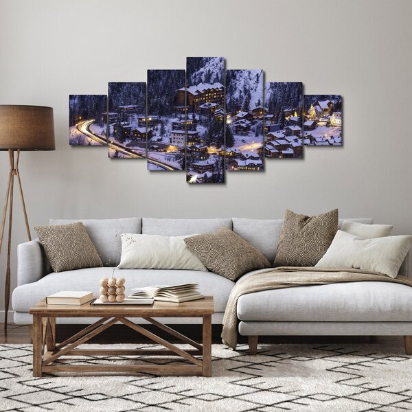 Obraz - horské zimní městečko (210x100 cm)