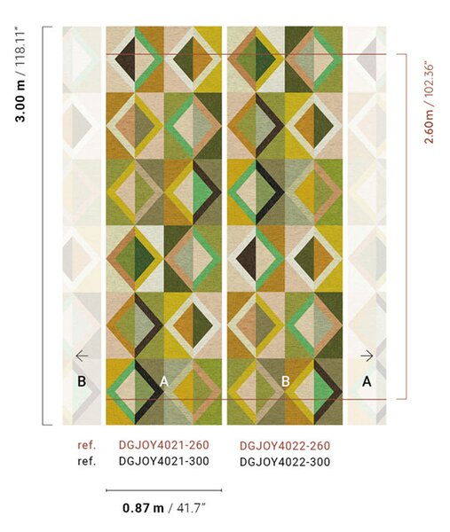 Geometrická vliesová obrazová tapeta na zeď, zelená, DGJOY4021-260, Joy, Masureel