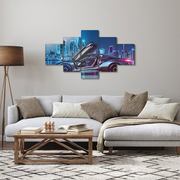 Obraz závodního auta v noci (125x70 cm)