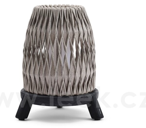 Manutti Střední venkovní lucerna Sandua, Manutti, rám teak, výplet lanko dicord anthracite, včetně LED světla, bez nabíječky a dálkového ovládaní, volitelné teplé i studené světlo