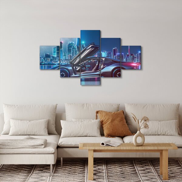 Obraz závodního auta v noci (125x70 cm)