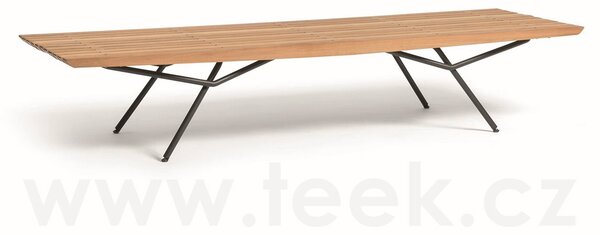 Manutti Lavice San, Manutti, 200x65x38 cm, rám nerezová ocel šedočerná lava, deska teak, bez sedáku