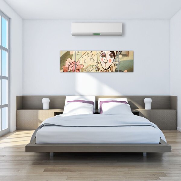 Obraz - Kubismus - harlequin and rose (170x50 cm)