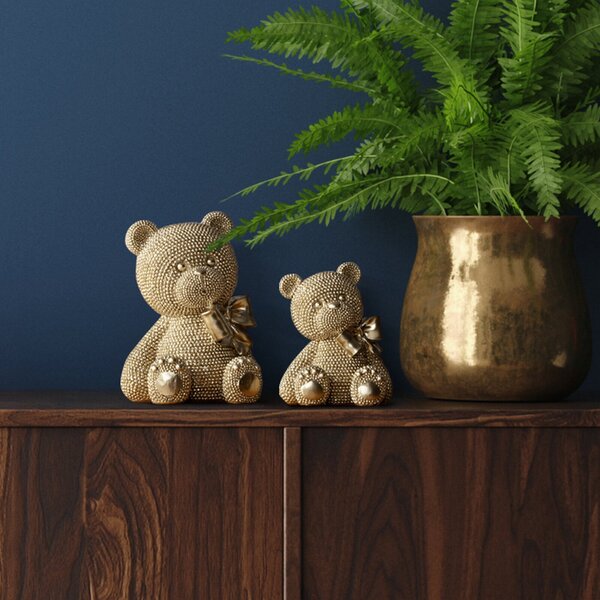 DEKORAČNÍ SOŠKA BEAR 10X13 CM ŠAMPAŇSKÁ