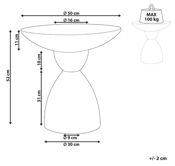 Odkládací stolek CAFFI 50 cm 50 cm Bílé terrazzo