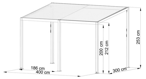 Pultová bioklimatická pergola s lamelami 3 x 4 M
