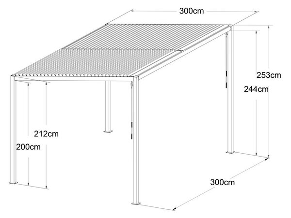Pultová bioklimatická pergola s lamelami 3 x 3 M