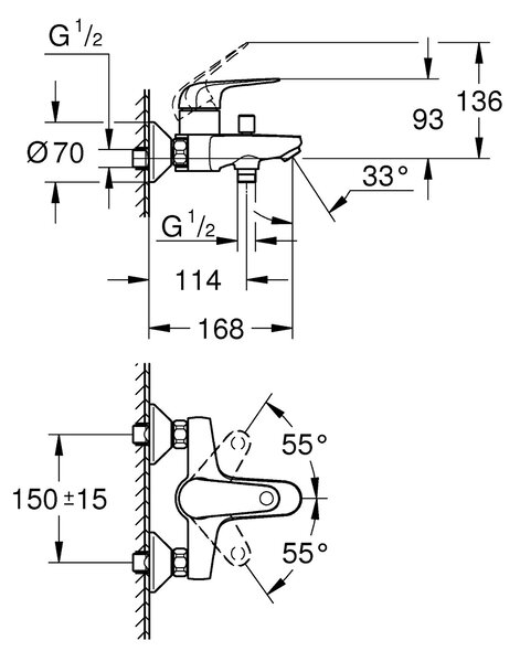 Grohe Swift vanová baterie na stěnu chrom 24335001