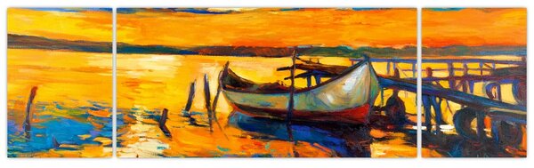 Obraz - Loďka při západu slunce (170x50 cm)