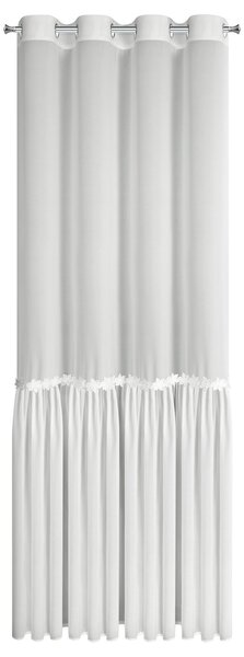 VÁNOČNÍ ZÁCLONA NA KROUŽCÍCH FLAKE 140X250 CM BÍLÁ