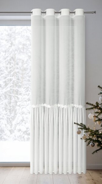 VÁNOČNÍ ZÁCLONA NA KROUŽCÍCH FLAKE 140X250 CM BÍLÁ
