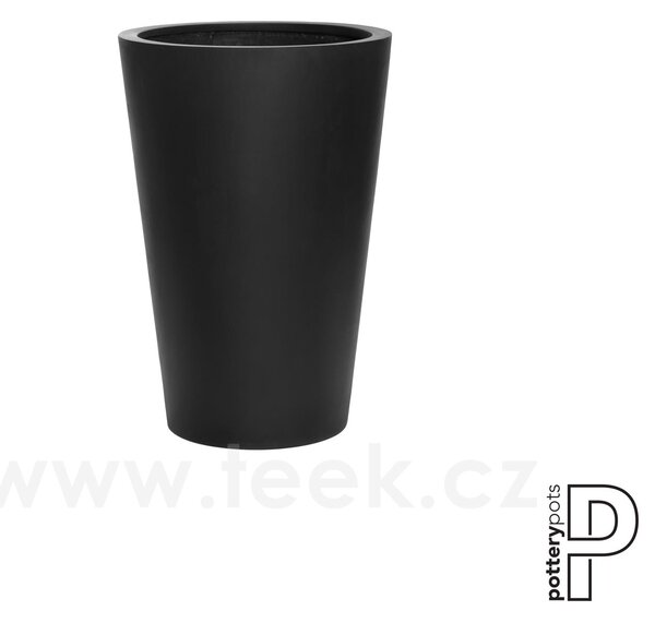 Pottery Pots Venkovní květináč kulatý Belle M, Black (barva černá), kolekce Natural, kompozit Fiberstone, průměr 47 cm x v 70 cm, objem cca 88 l