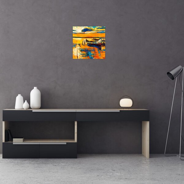 Obraz - Loďka při západu slunce (30x30 cm)