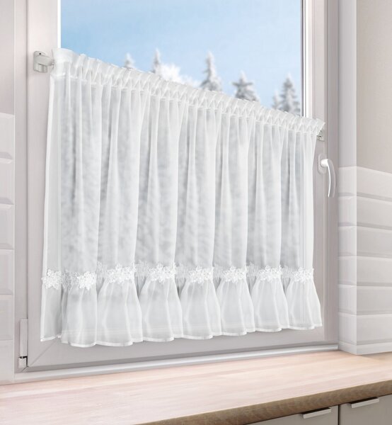 KRÁTKÁ VÁNOČNÍ ZÁCLONA NA PÁSCE FLAKE 150X70 CM BÍLÁ