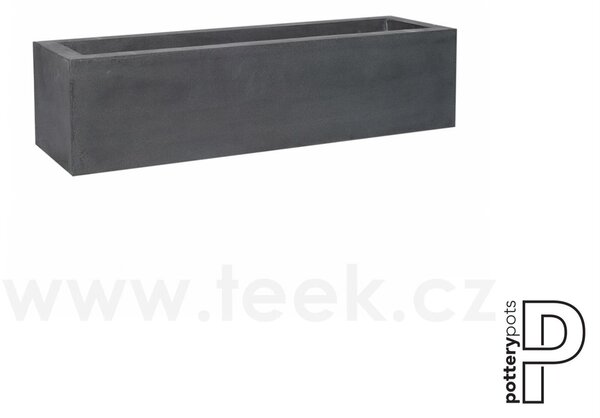 Pottery Pots Venkovní květináč obdélníkový Jort Low S, Grey (barva šedá), kolekce Natural, kompozit Fiberstone, d 100 cm x š 30 cm x v 25 cm, objem cca 75 l