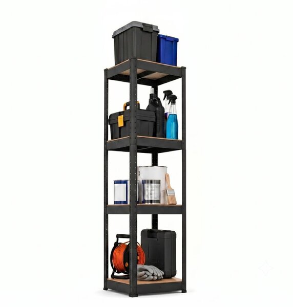 Kovový regál 180x40x40 cm 4 police SPRINGOS HA5282 černý