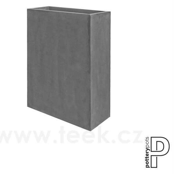 Pottery Pots Venkovní květináč obdélníkový Jort Slim high M, Grey (barva šedá), kolekce Natural, kompozit Fiberstone, d 61 cm x š 25 cm x v 81 cm, objem cca 123 l
