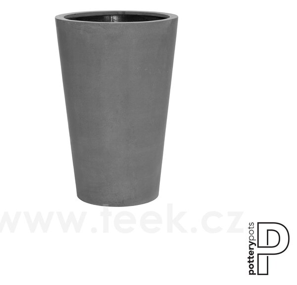 Pottery Pots Venkovní květináč kulatý Belle M, Grey (barva šedá), kolekce Natural, kompozit Fiberstone, průměr 47 cm x v 70 cm, objem cca 88 l